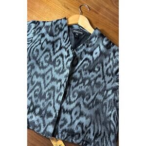 Eileen Fisher Silk Blend Ikat Cropped Jacket Cardigan Open Front S